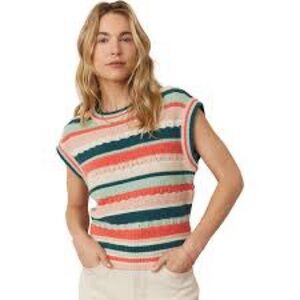 Marine Layer Rory Stripe Open-Knit Sweater Vest Cotton Blend Multicolor Size M